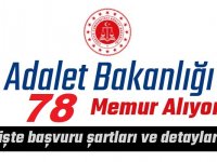 Adalet Bakanlığı Personel Alım ilanı 78 kişi